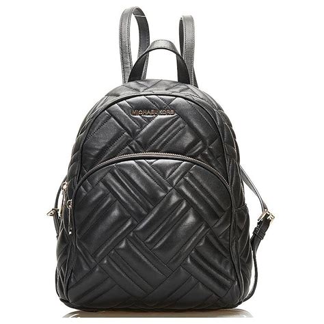 michael kors abbey quilted black leather back pack|abbey medium leather backpack.